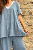 Lina Linen Blend Smock Over Shirt Washed Navy